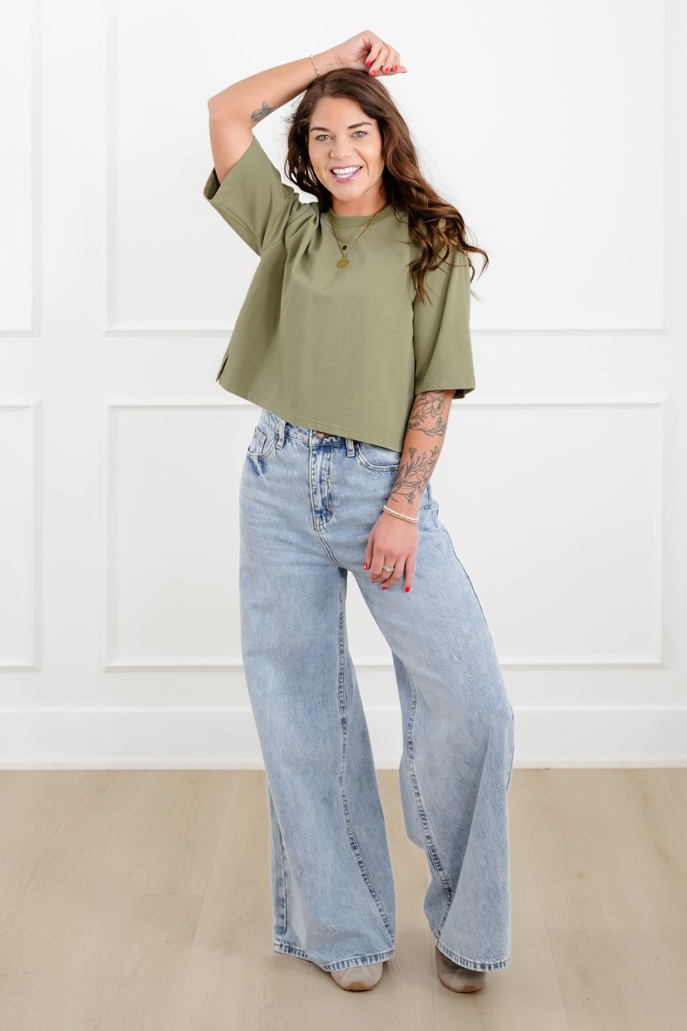 Plus/Reg Stripe Seersucker Elastic Waist Wide Leg Pants