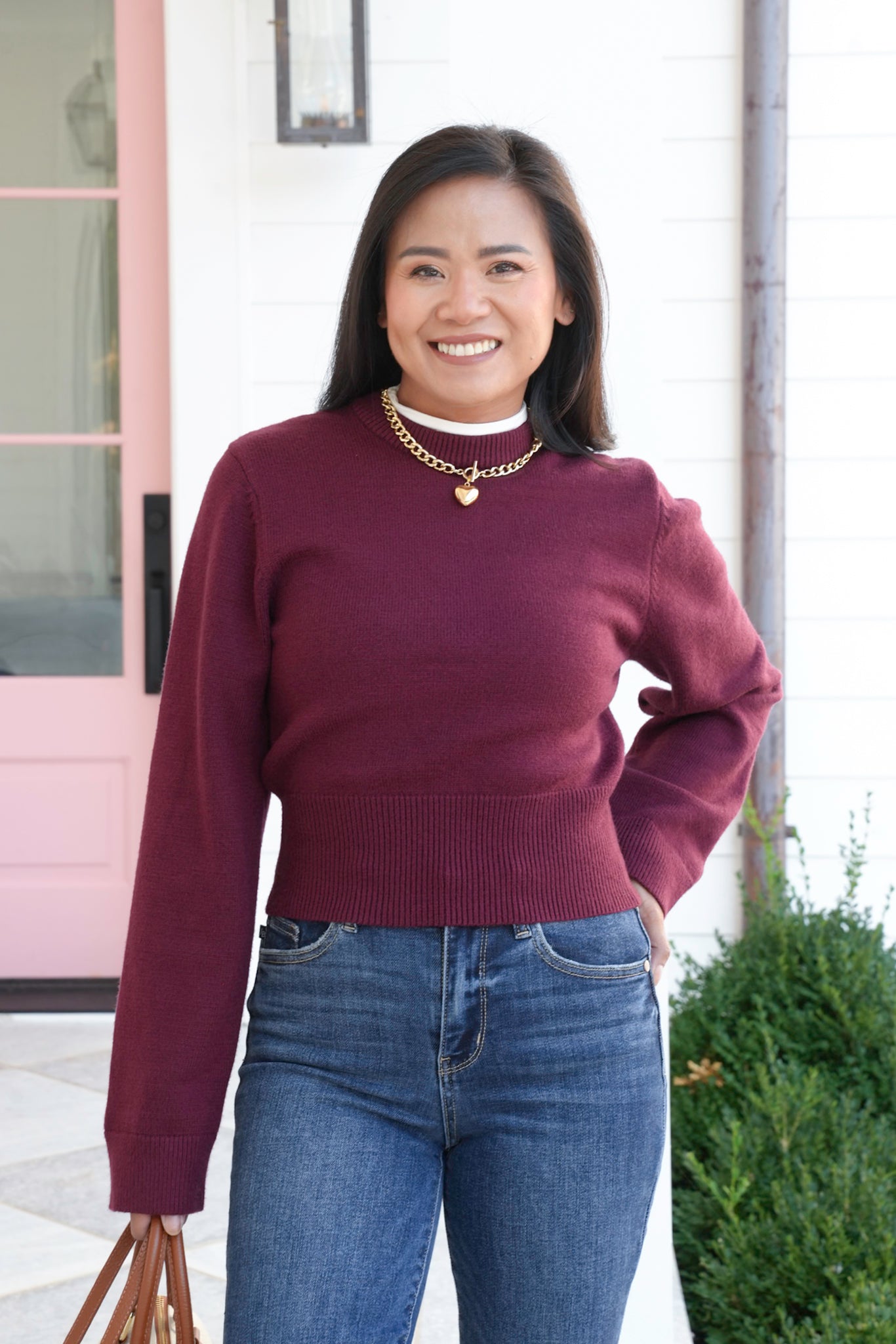 Wide Sleeve Cropped Sweater Top