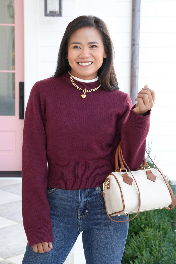 Wide Sleeve Cropped Sweater Top