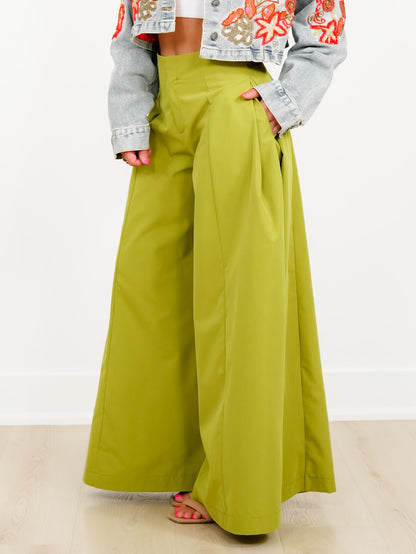 High Waist Wide Leg A-Line Palazzo Pants