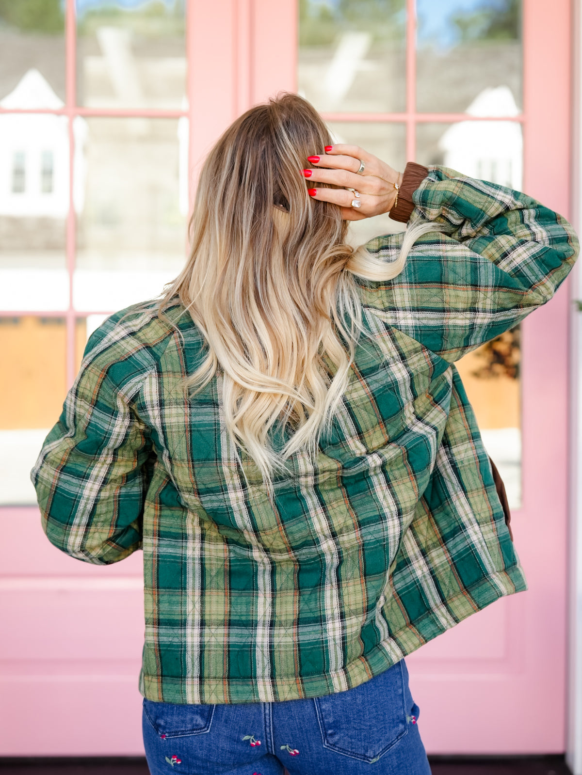 Quilted Plaid Long Sleeve Button Down Jacket
