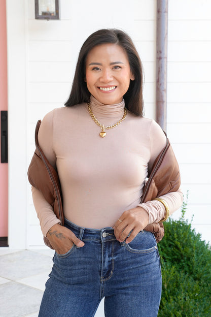Long Sleeve Turtleneck Fitted Top