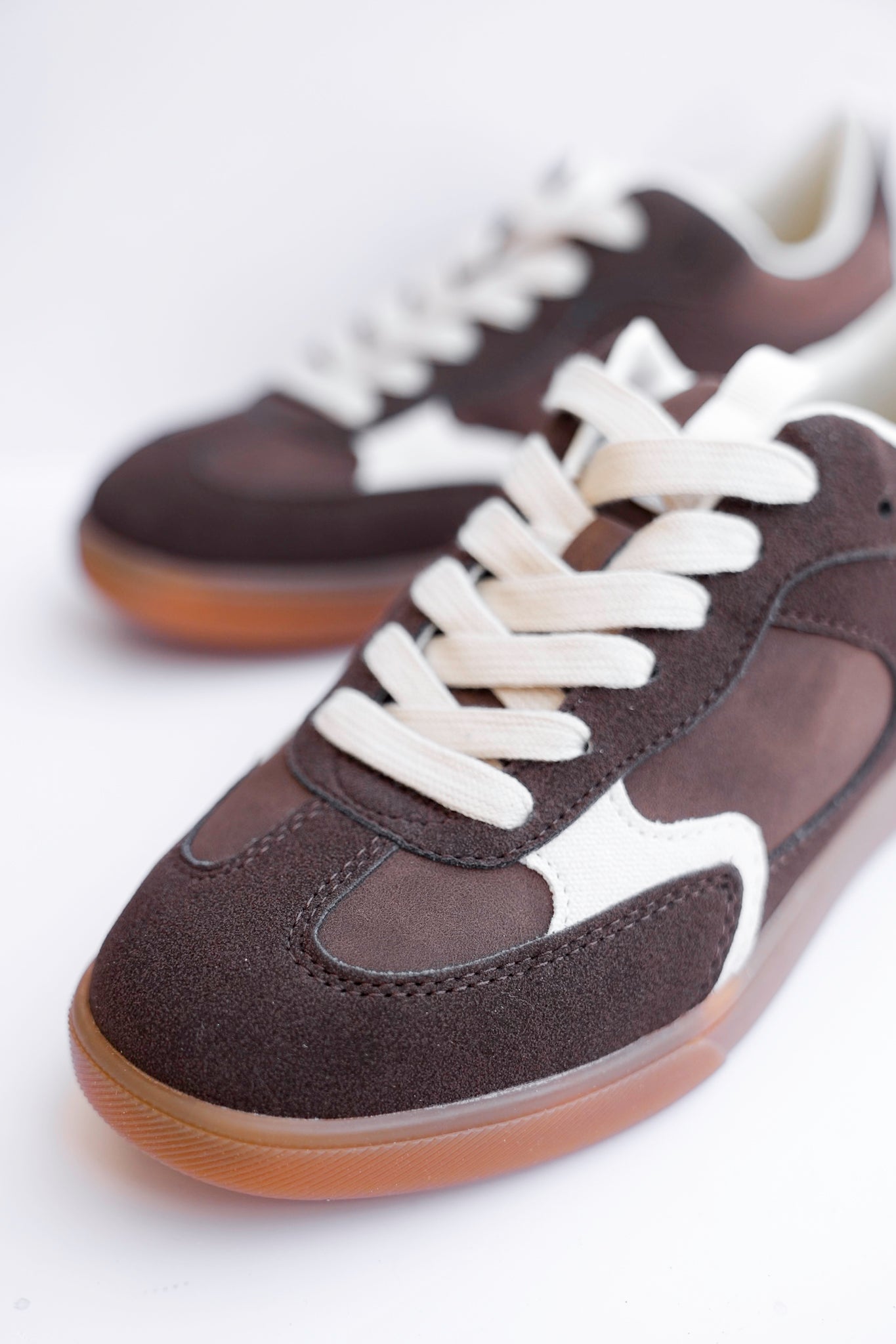 Blowfish Retro Vegan Suede Low Top Sneakers with Contrast Overlays
