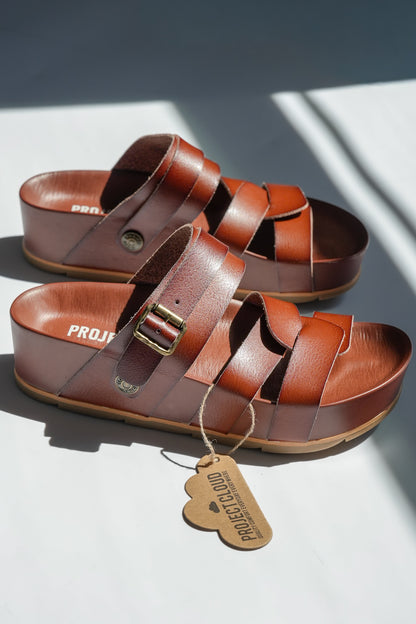 Vegan Leather Platform Sandal with Ankle Strap