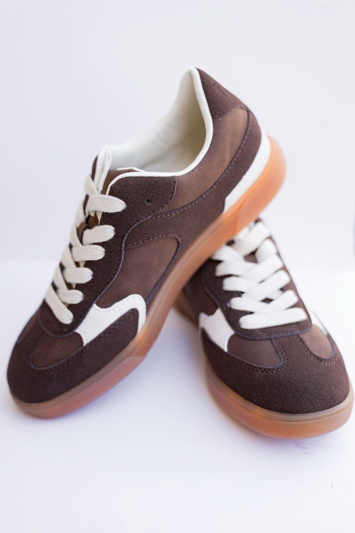 Blowfish Retro Vegan Suede Low Top Sneakers with Contrast Overlays