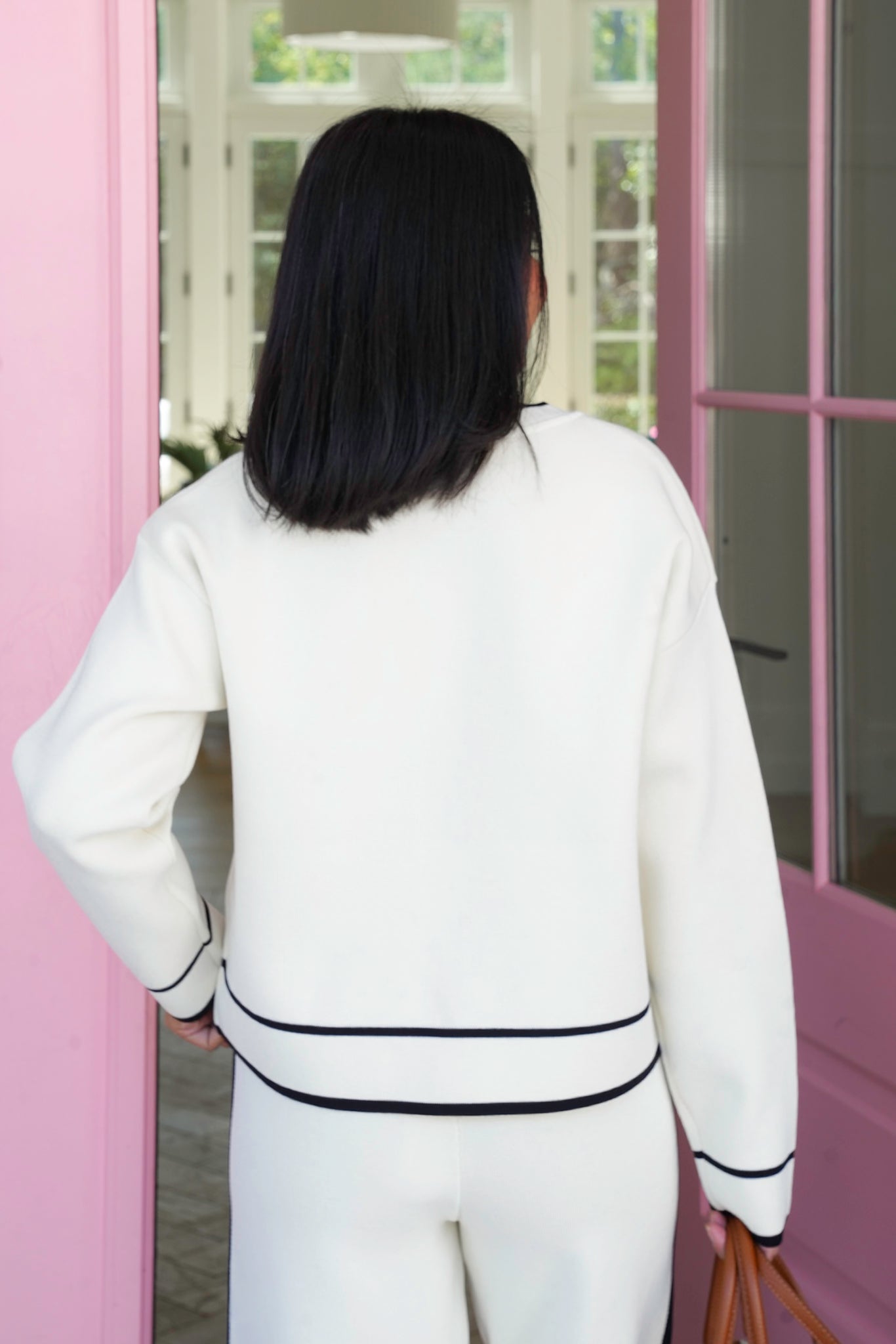 Knit Long Sleeve Top with Stripe