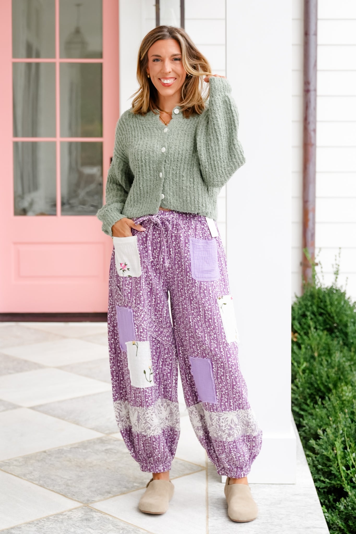 POL Floral Print Elastic Waist Jogger Pants