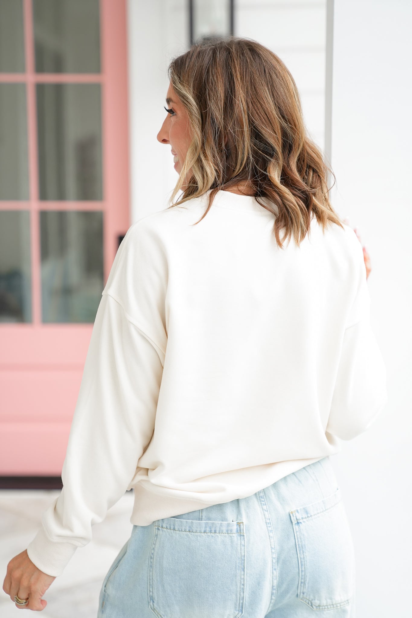 Long Sleeve Embroidered "Slow Sunday Morning Club" Pullover Sweatshirt