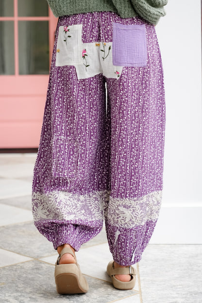 POL Floral Print Elastic Waist Jogger Pants