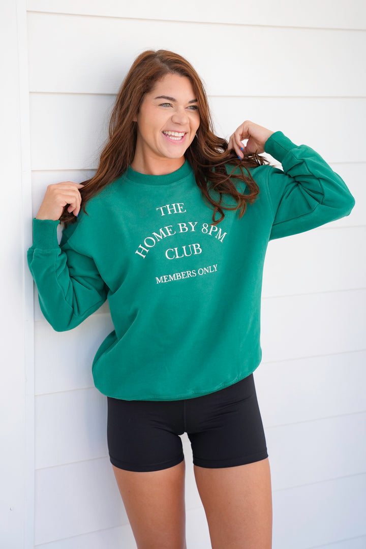 Long Sleeve "Home By 8PM Club" Pullover Sweatshirt