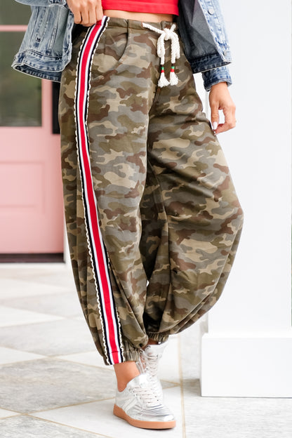 POL Camo Relaxed Fit Joggers with Side Stripes