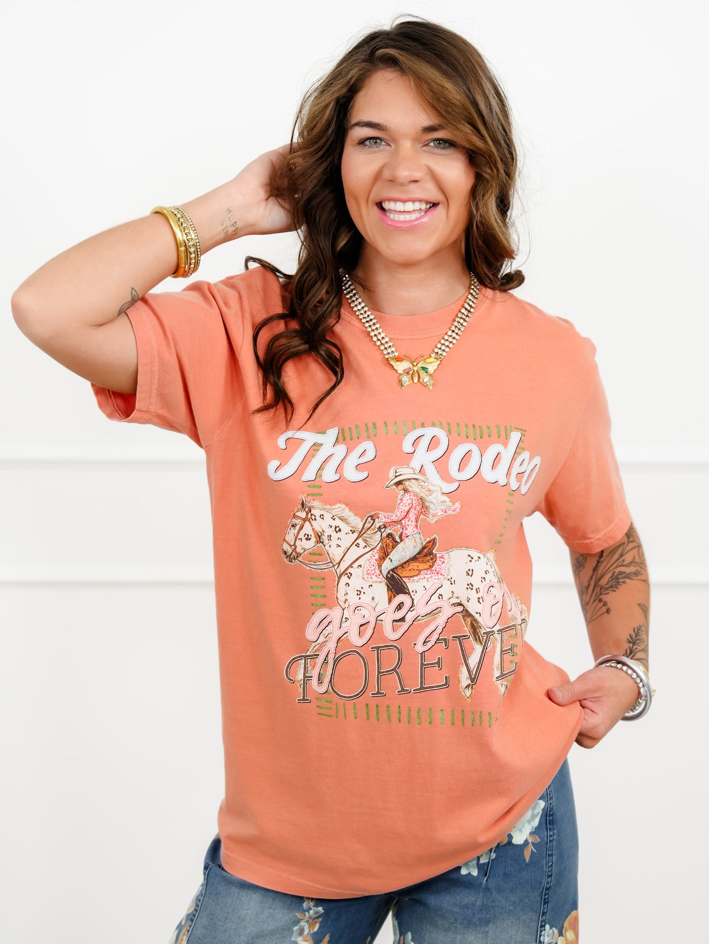 Plus/Reg Short Sleeve "The Rodeo Forever" Western Graphic Tee