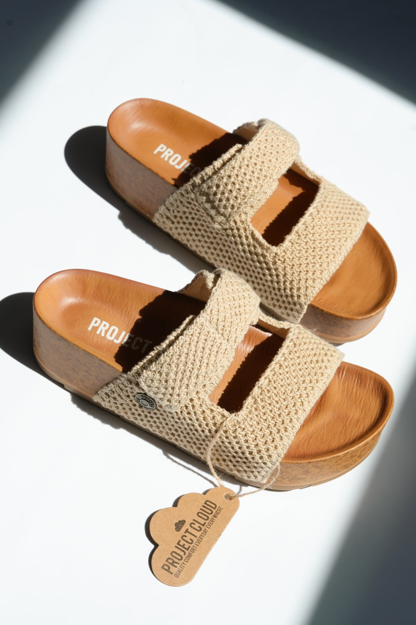 Natural Crochet Cork Platform Sandal