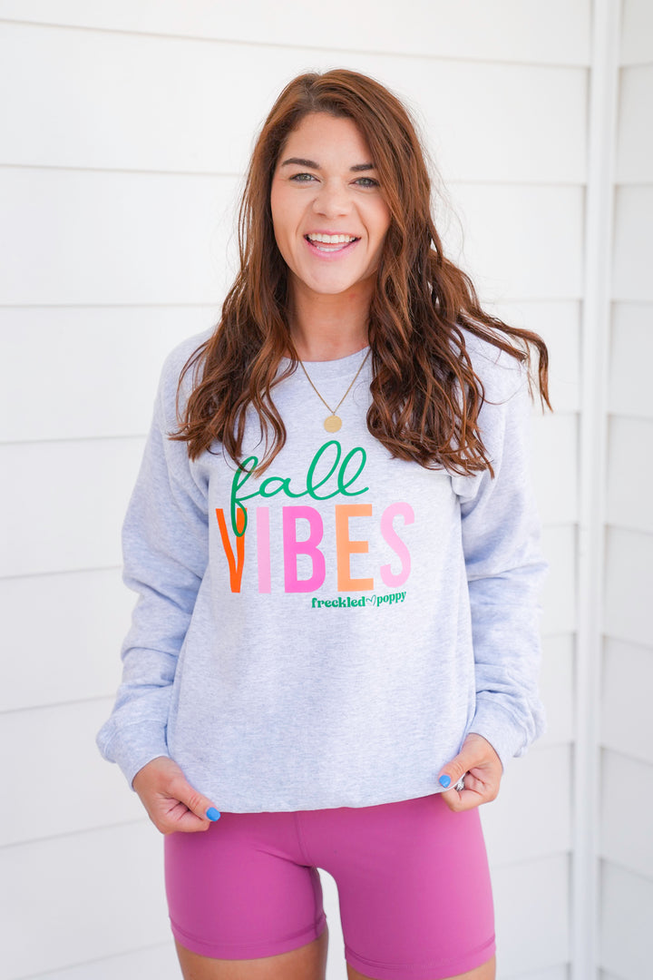 Plus/Reg Long Sleeve "Freckled Poppy Fall Vibes" Graphic Sweatshirt