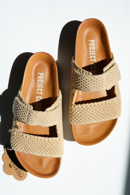 Natural Crochet Cork Platform Sandal