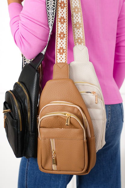 Vegan Leather Crossbody Sling Chest Pack Bag