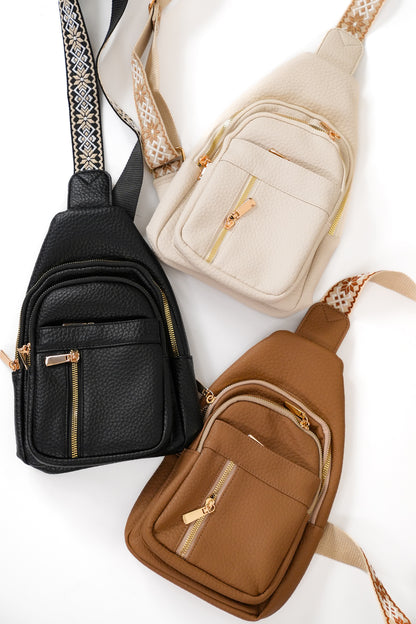 Vegan Leather Crossbody Sling Chest Pack Bag