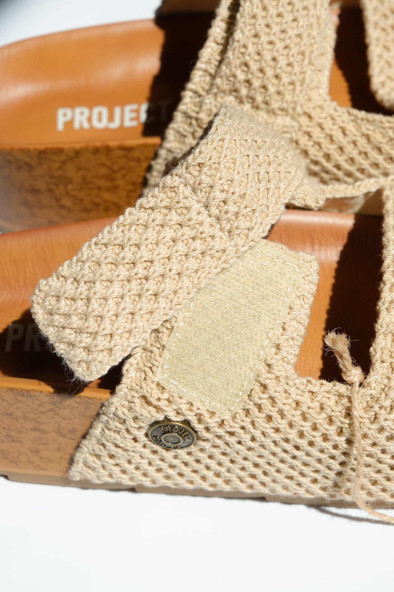 Natural Crochet Cork Platform Sandal
