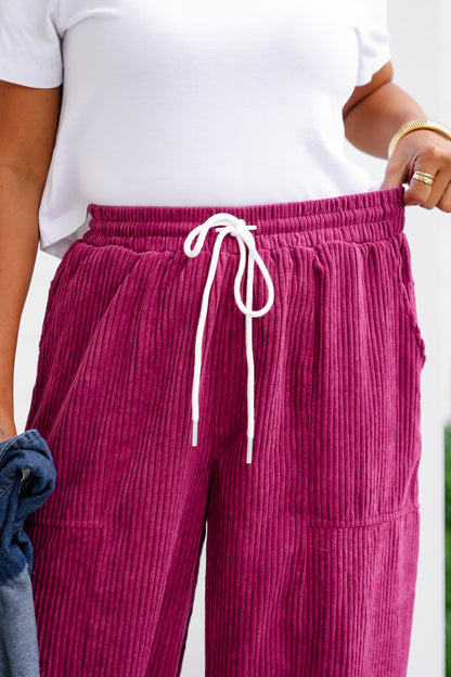 Corduroy Jogger Pants with Side Pockets