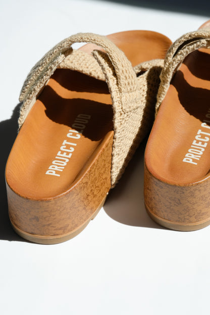 Natural Crochet Cork Platform Sandal