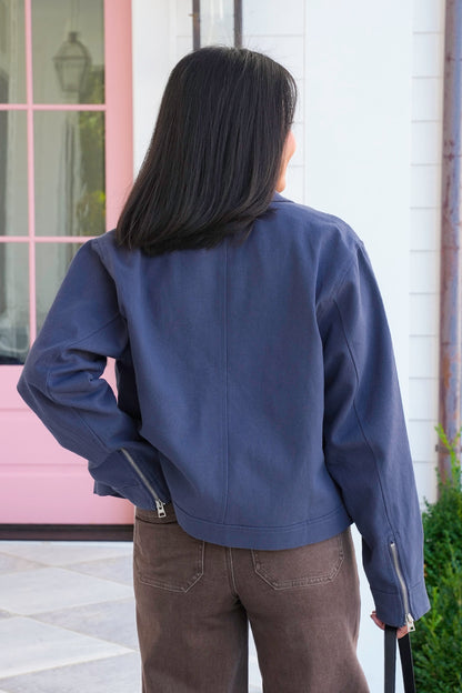 Long Sleeve Cropped Zip Up Jacket