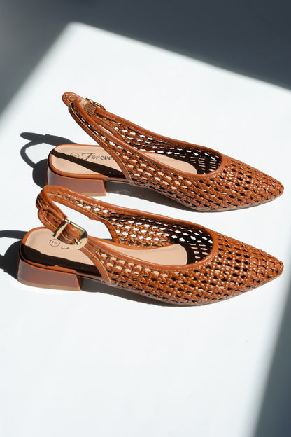 Woven Vegan Leather Mesh Slingback Heel