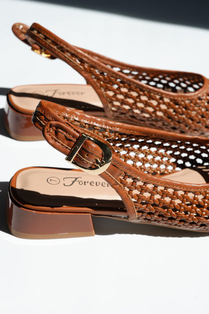 Woven Vegan Leather Mesh Slingback Heel