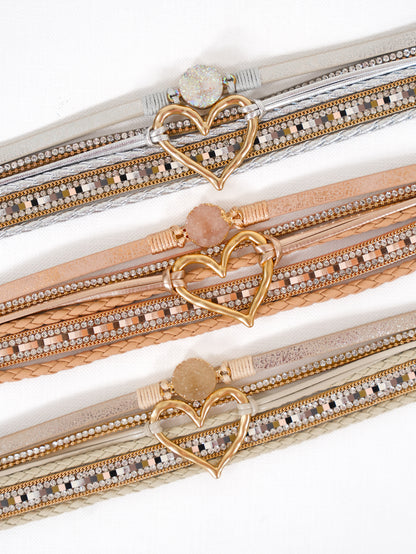 Boho Layered Heart Bracelet