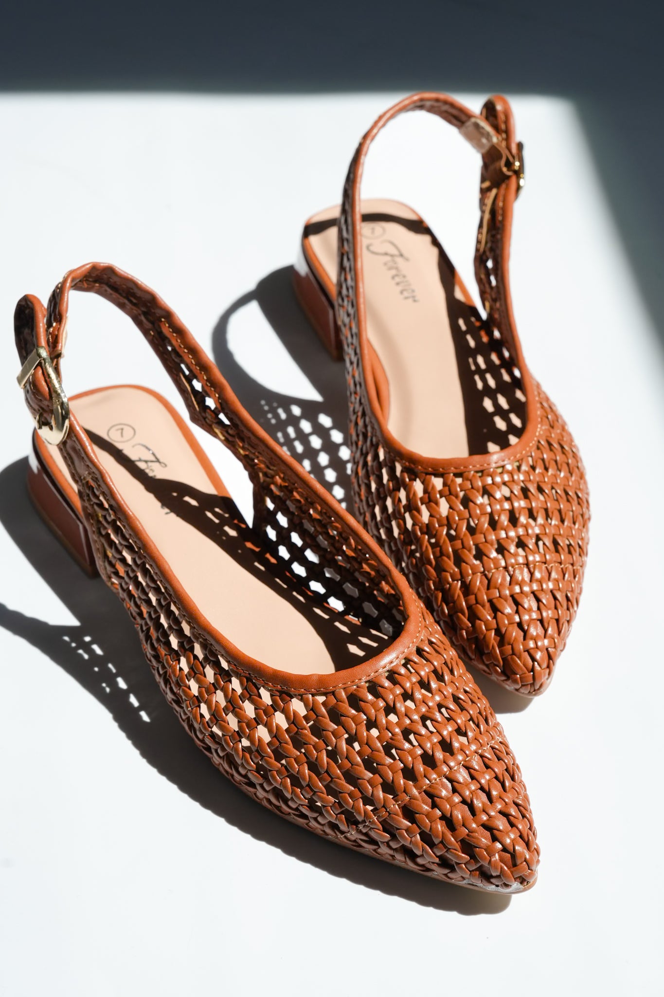 Woven Vegan Leather Mesh Slingback Heel
