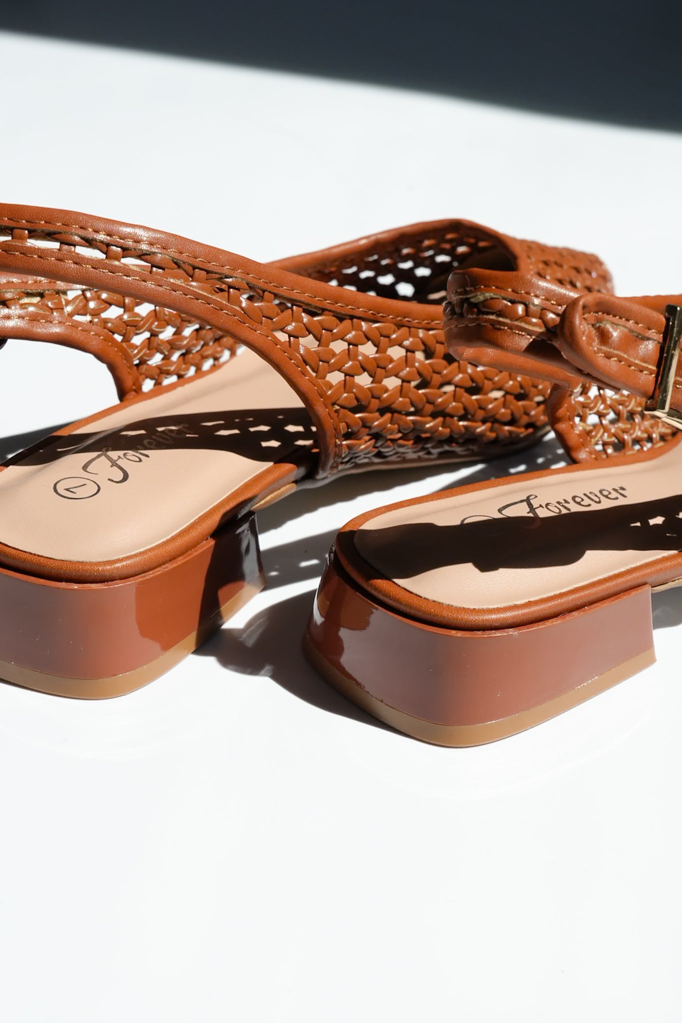 Woven Vegan Leather Mesh Slingback Heel