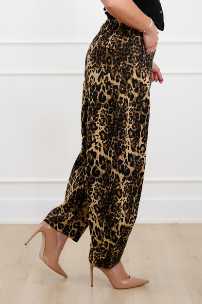 Plus/ Reg Brown Leopard Print Barrel Jeans