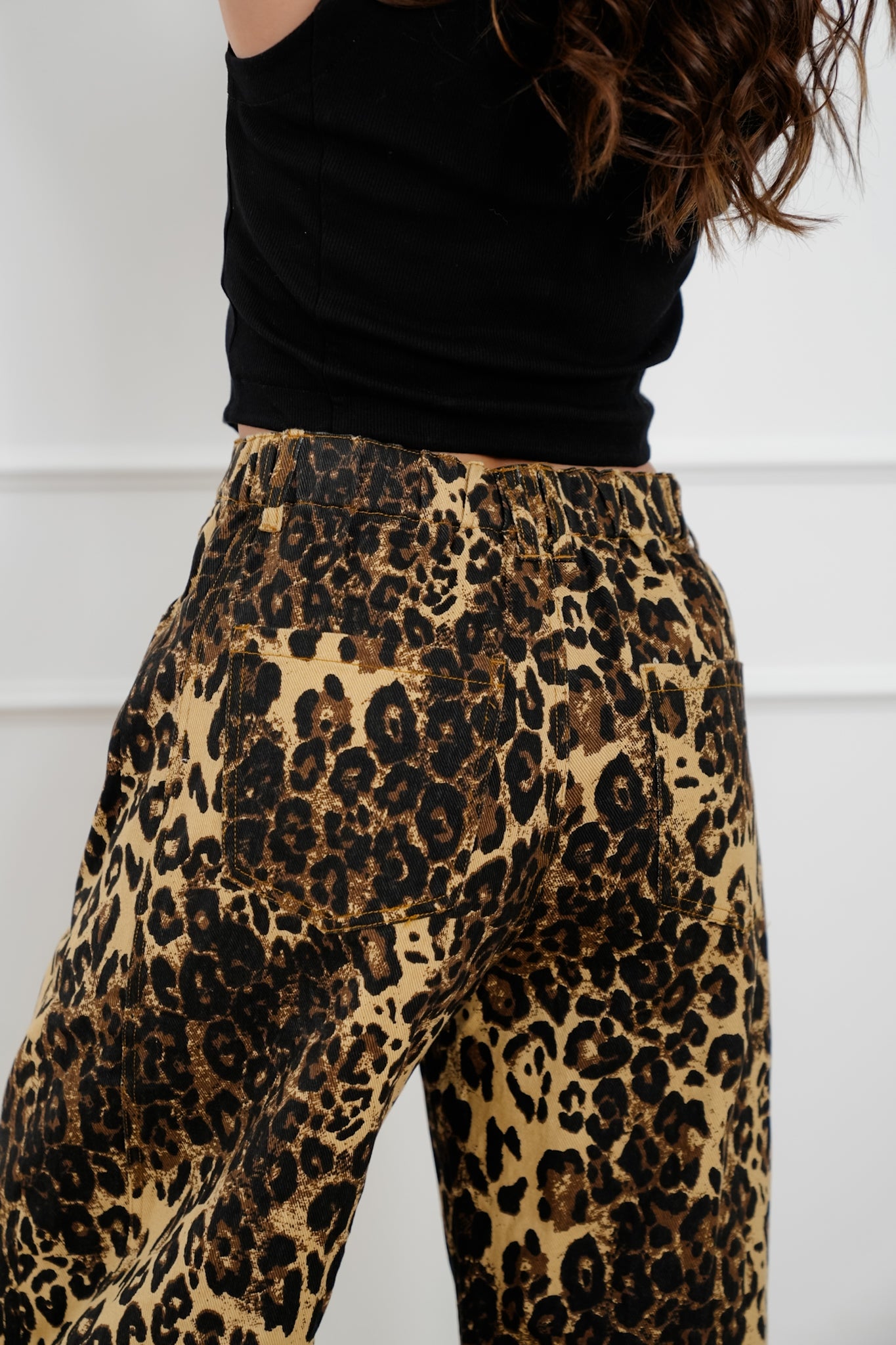 Plus/ Reg Brown Leopard Print Barrel Jeans