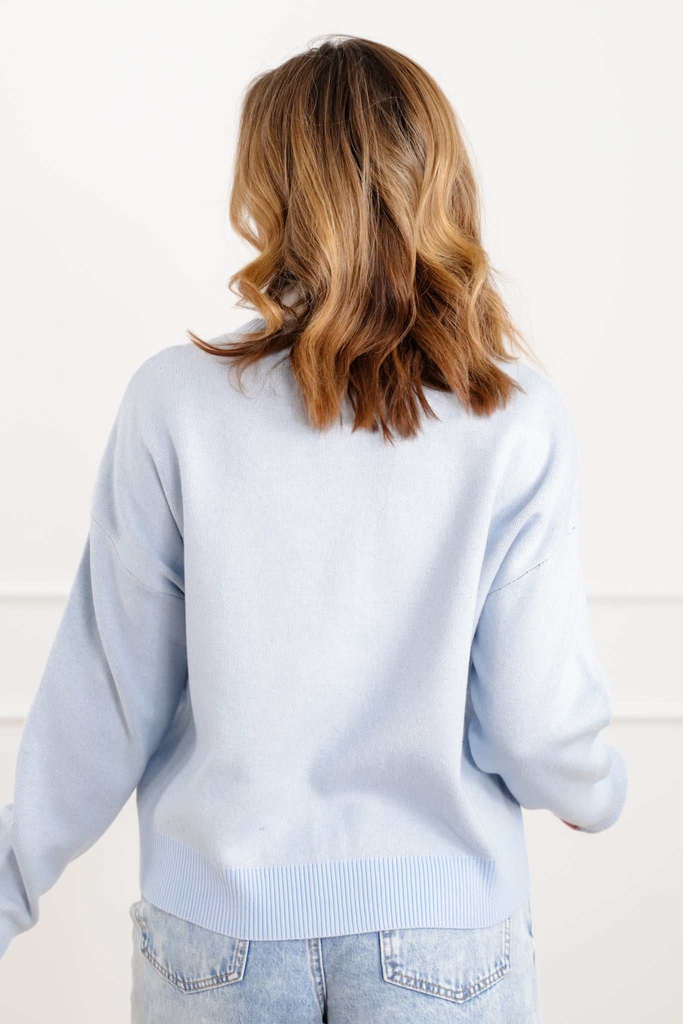 Knit Long Sleeve Cow Pullover Sweater