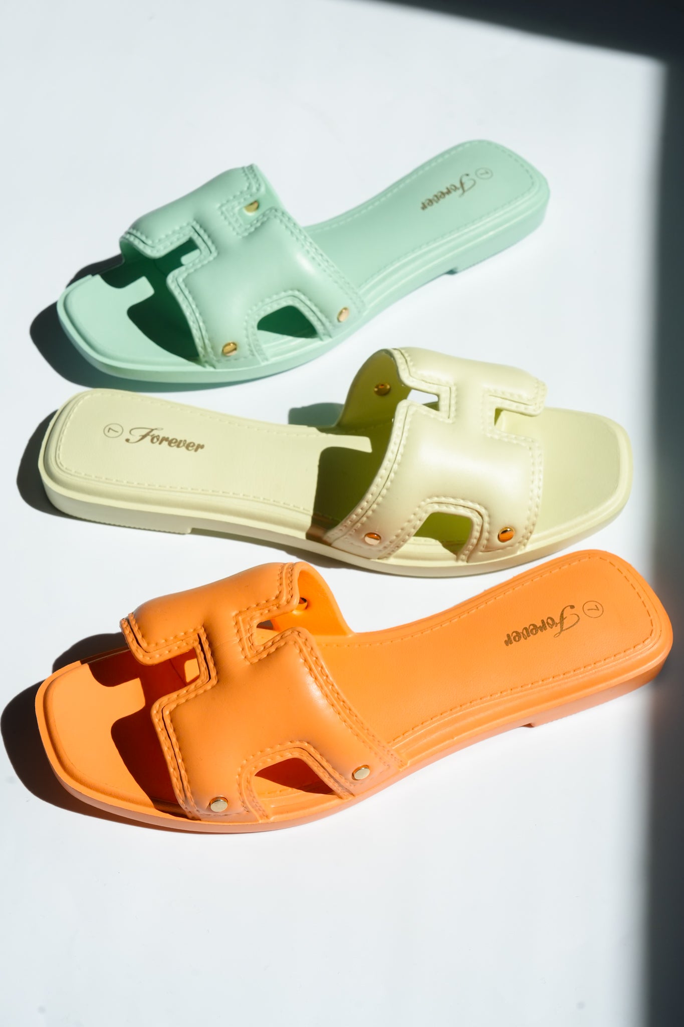 Vegan Leather Cutout Slide Sandal