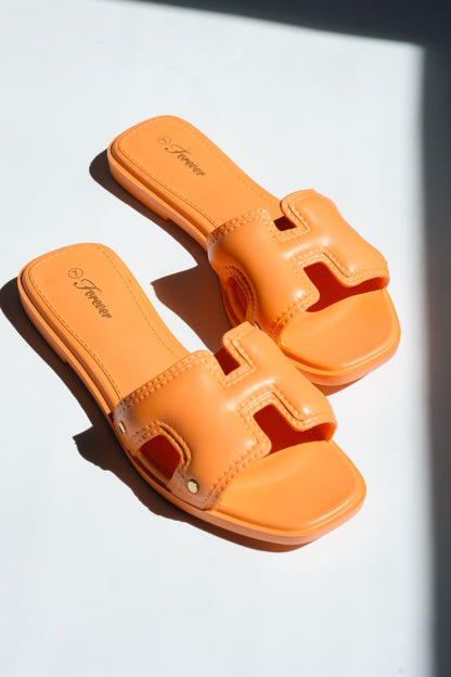 Vegan Leather Cutout Slide Sandal