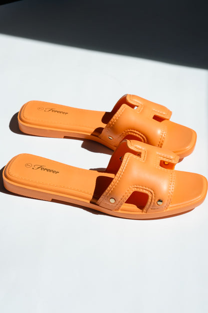 Vegan Leather Cutout Slide Sandal