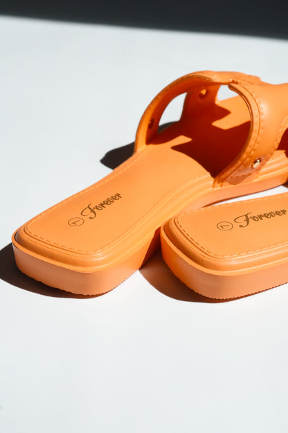 Vegan Leather Cutout Slide Sandal