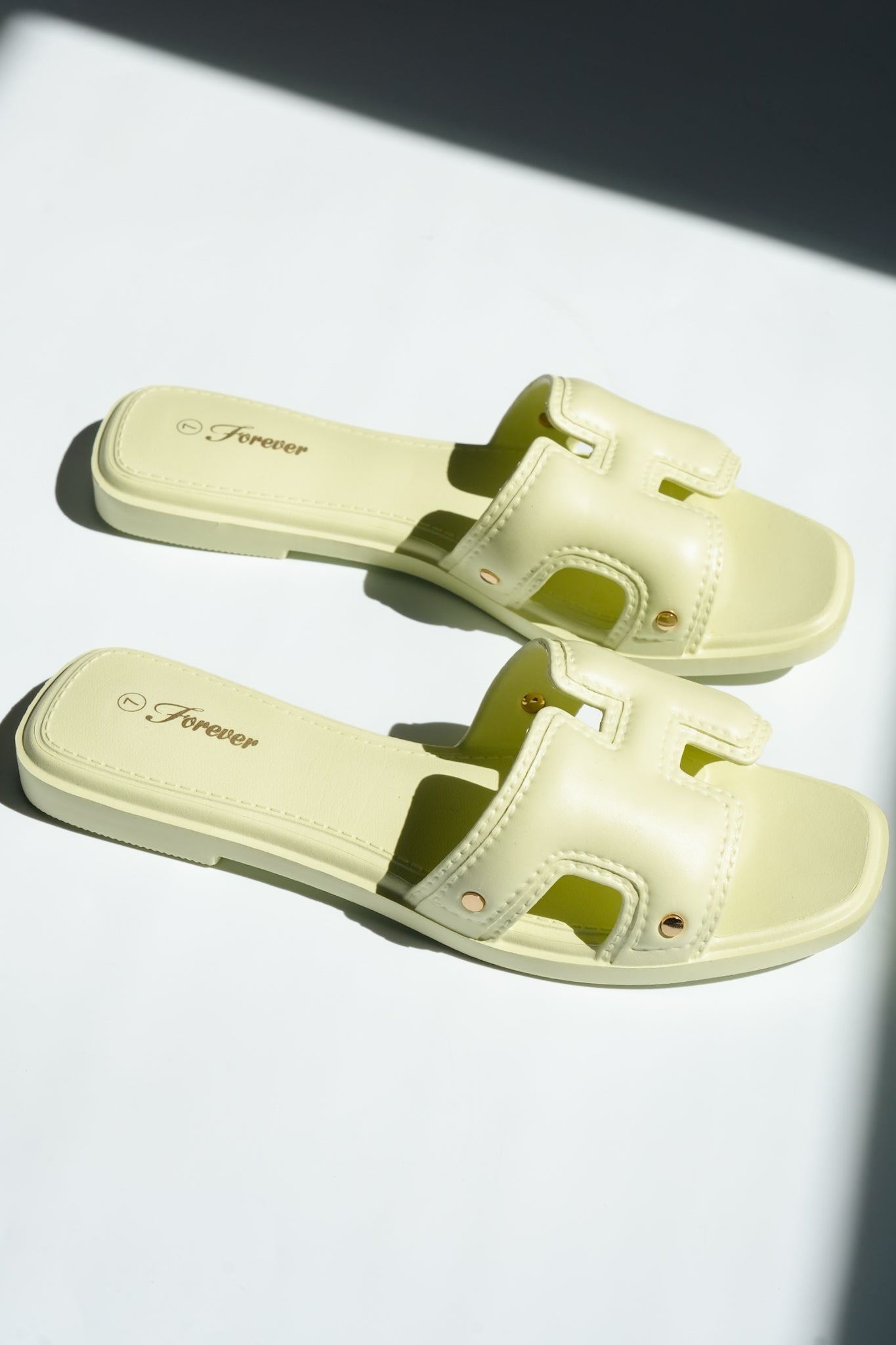 Vegan Leather Cutout Slide Sandal