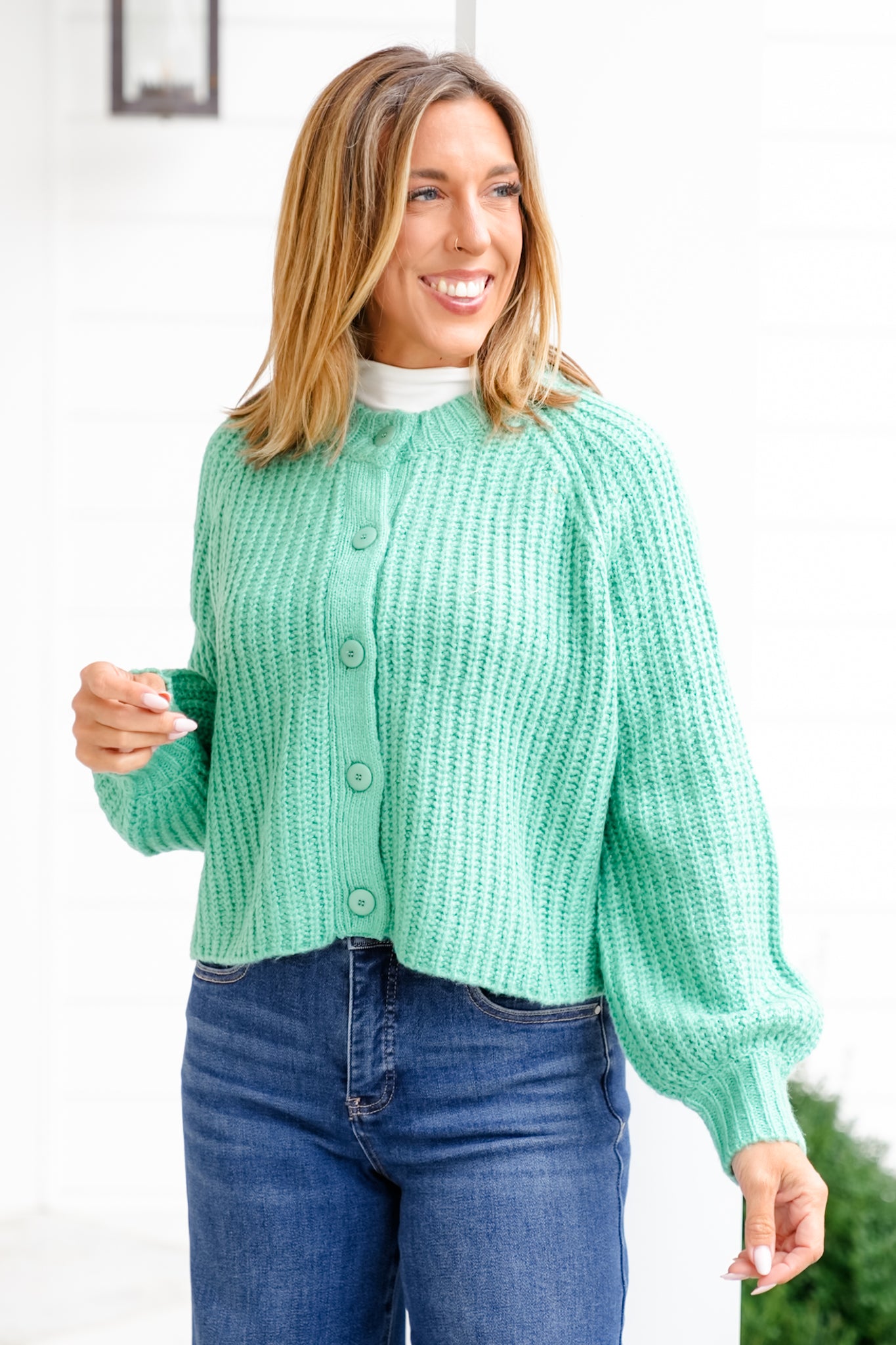 Ribbed Long Sleeve Button Down Cardigan Sweater