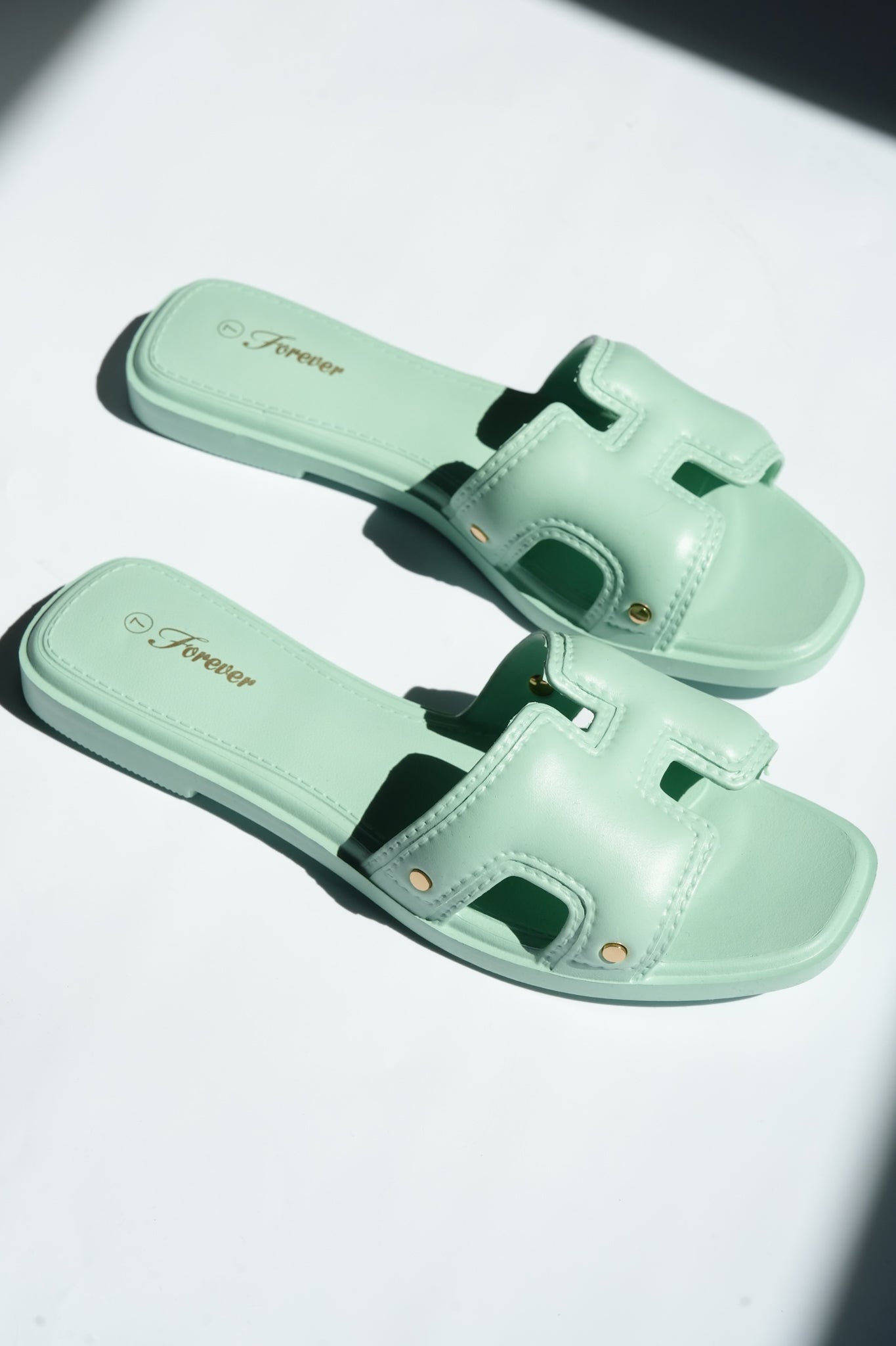 Vegan Leather Cutout Slide Sandal