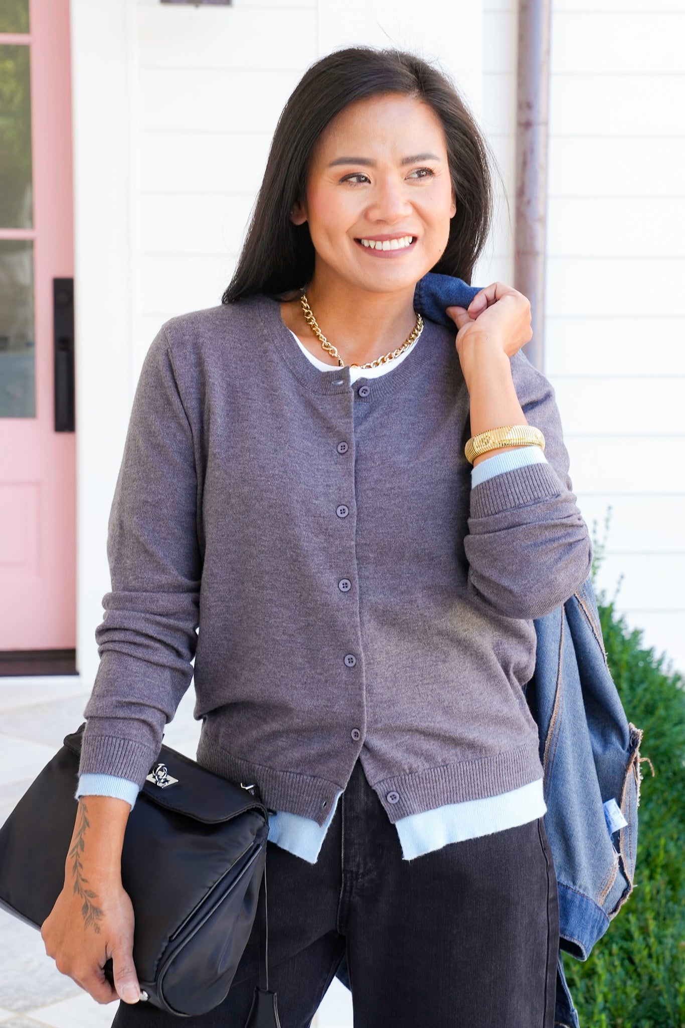 Long Sleeve Button Down Layered Cardigan