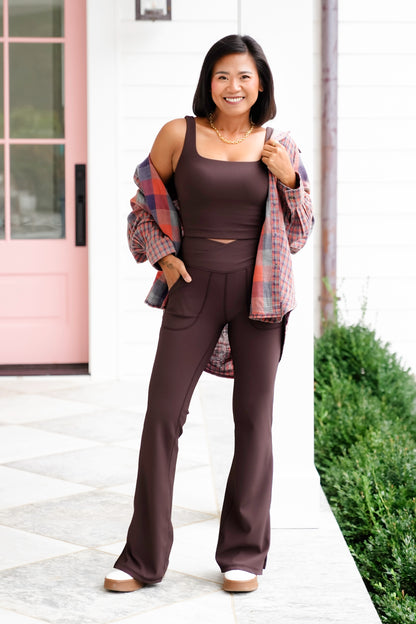 Ribbed V Waist Flared Leggings