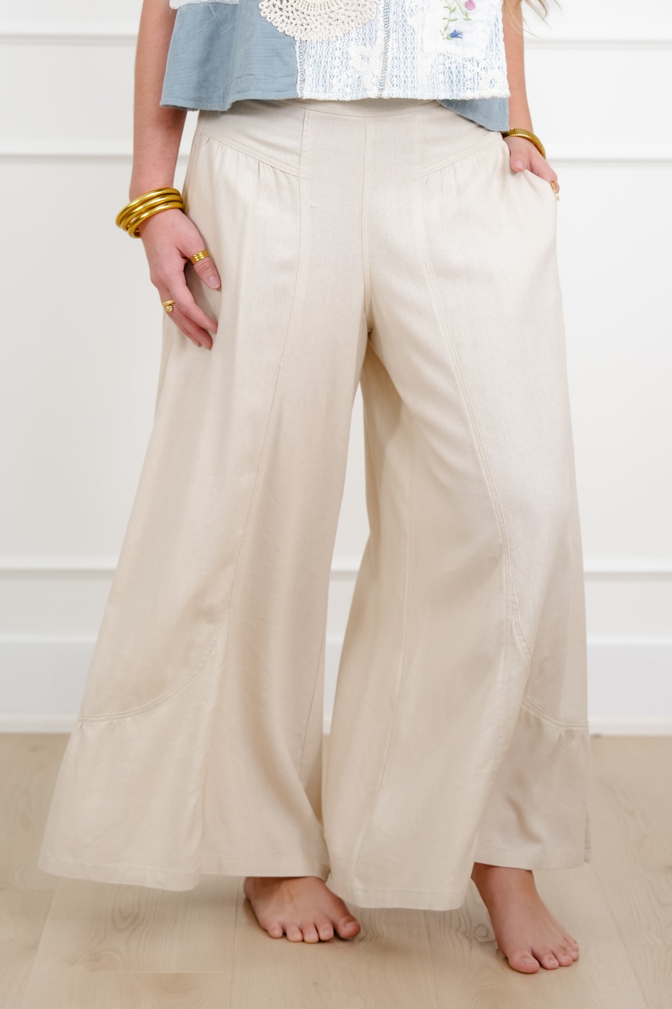 Risen Linen Blend Wide Leg Pull-On Pants