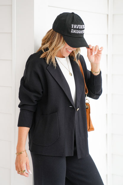 Plus/Reg Knit Long Sleeve Button Cardigan