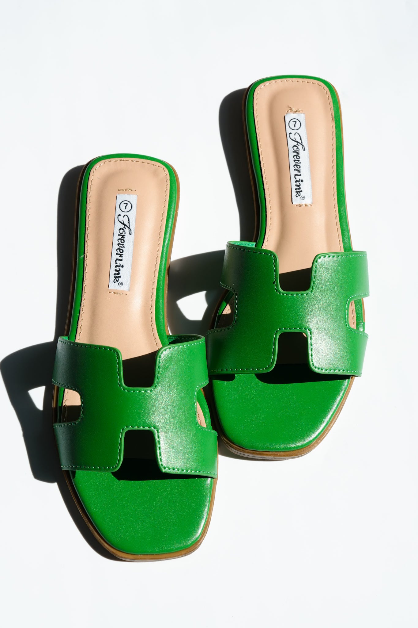 Vegan Leather H Strap Flat Slide Sandals