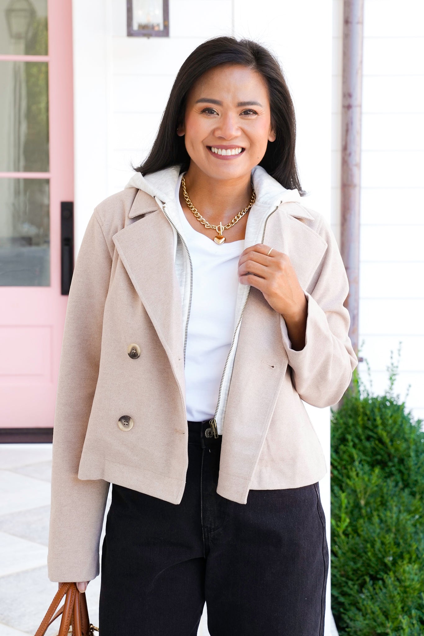Long Sleeve Double Breasted Layered Jacket