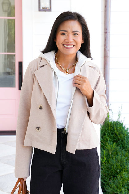 Long Sleeve Double Breasted Layered Jacket