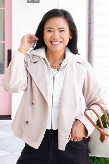 Long Sleeve Double Breasted Layered Jacket