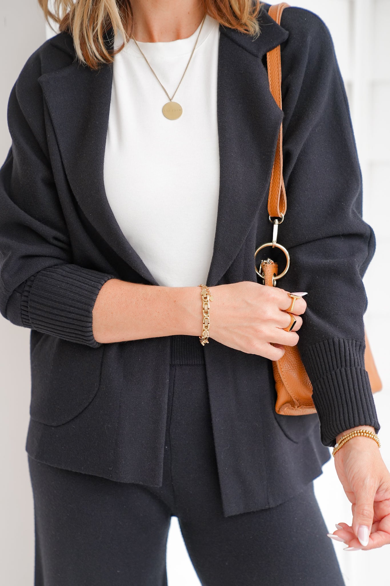 Plus/Reg Knit Long Sleeve Button Cardigan