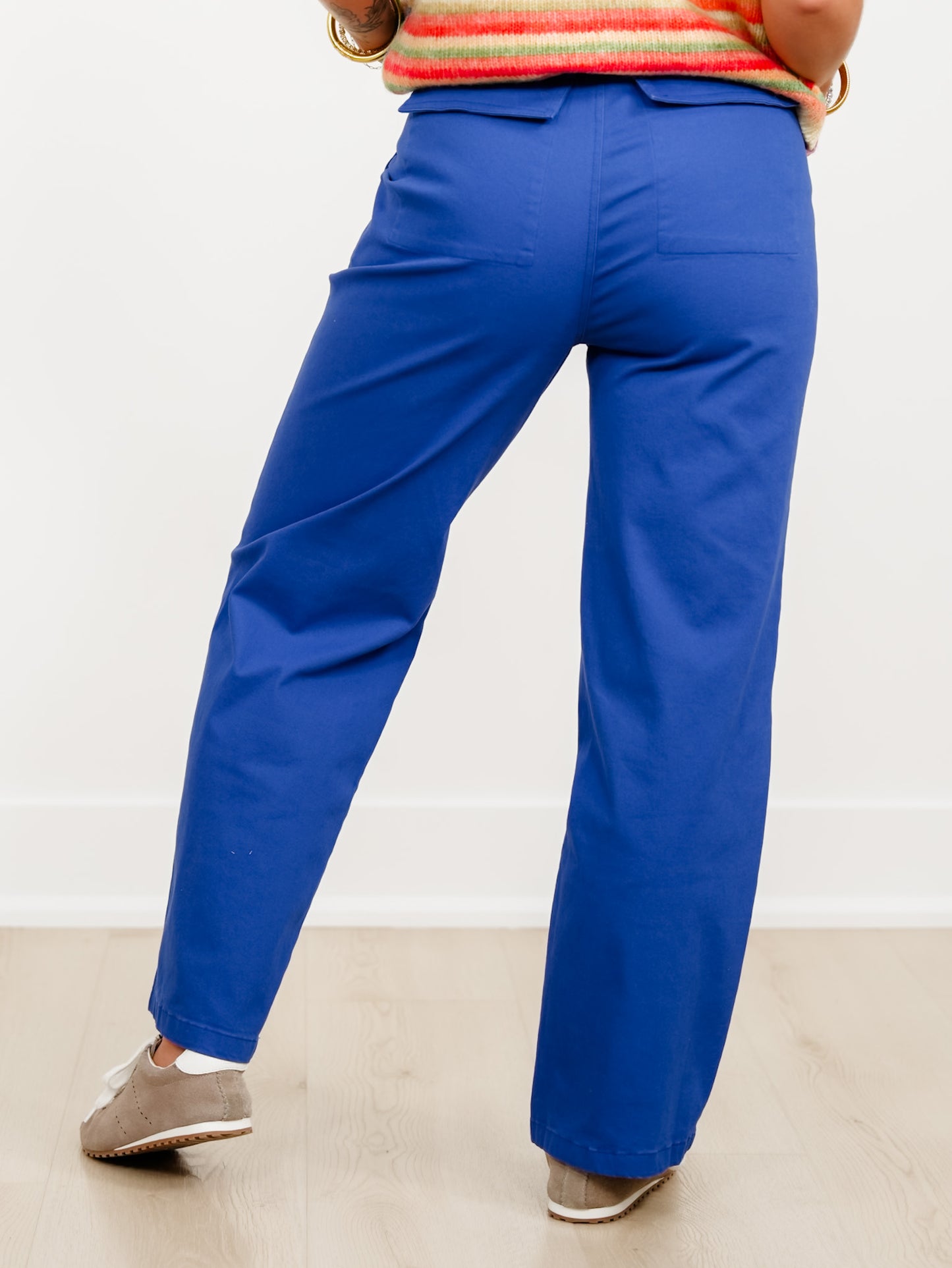 Royal Blue Straight Leg Pants with Patch Pockets